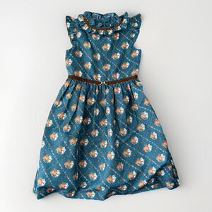 Janie And Jack Tanner Horse Print Teal Dress Size 6 Ruffle Collar